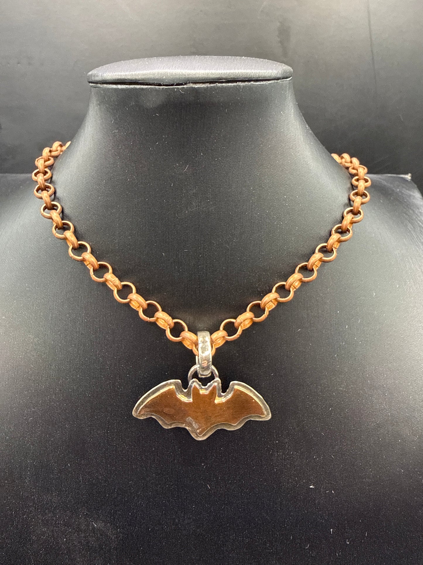 Hand Forged Bat Pendant, Mixed Metal