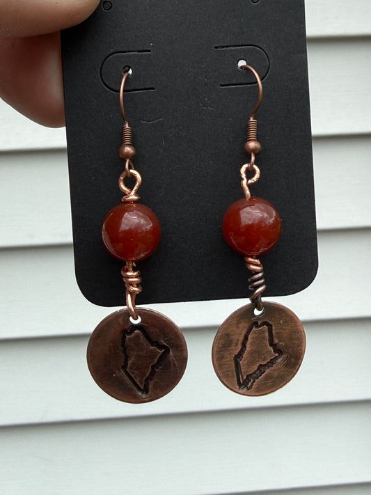 Hand Crafted, Genuine Gemstone Earrings, State of Maine
