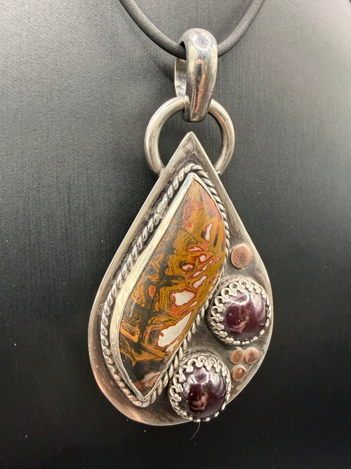 Jasper & Star Garnet Pendant in Sterling & Fine Silver