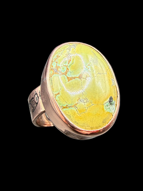 Hubai Turquoise Ring in Pure Copper/US SIZE 9