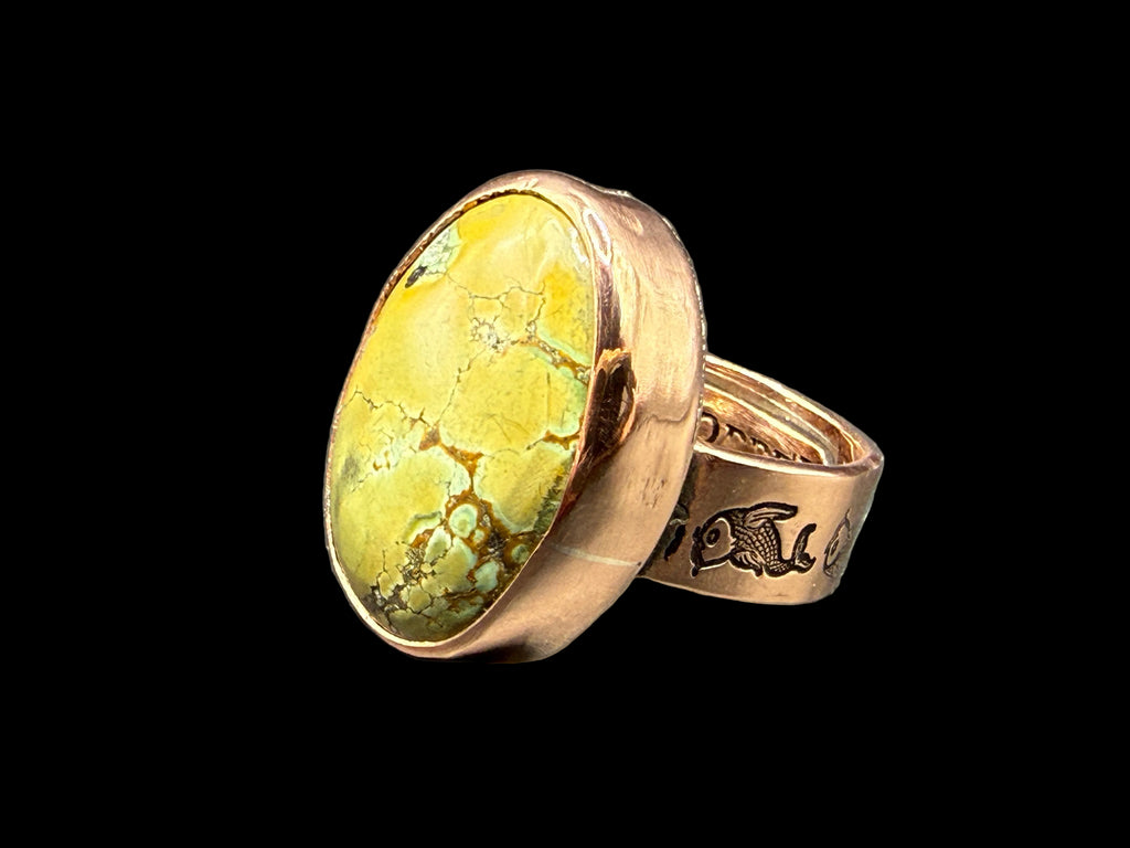 Hubai Turquoise Ring in Pure Copper/US SIZE 9