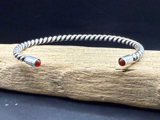 Sterling Silver Carnelian Twisted Cuff
