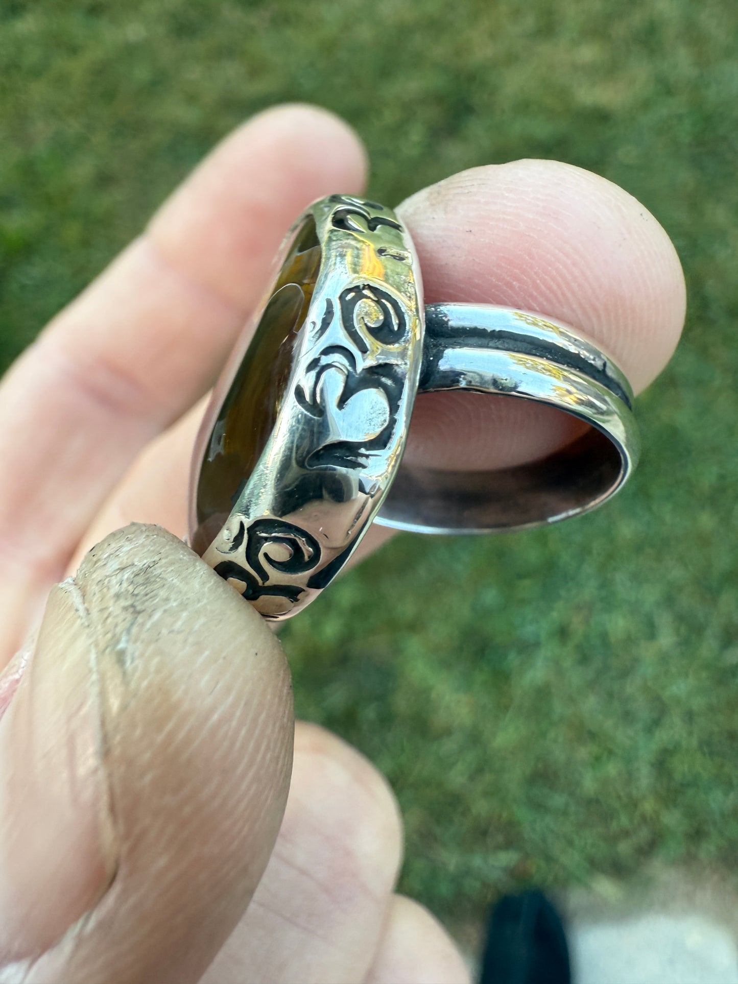 Hand Made Fire Agate Statement Ring US Size 5