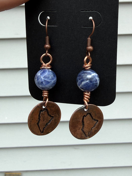 Hand Crafted, Genuine Gemstone Earrings, State of Maine