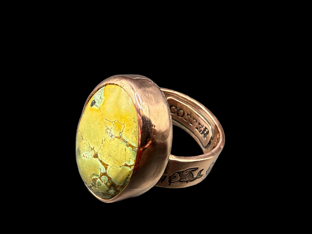 Hubai Turquoise Ring in Pure Copper/US SIZE 9