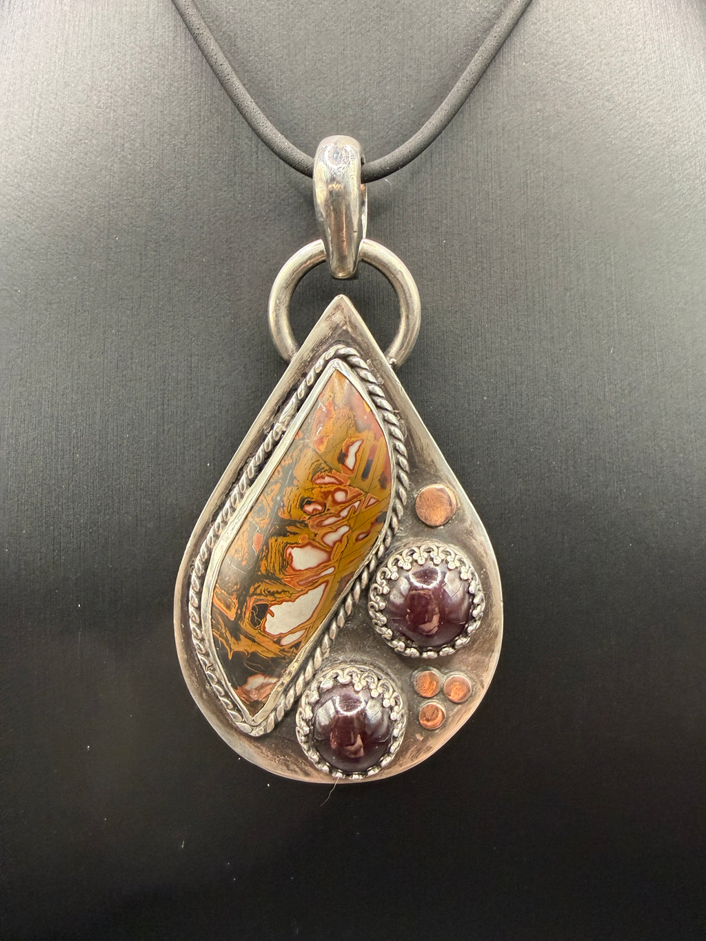 Jasper & Star Garnet Pendant in Sterling & Fine Silver