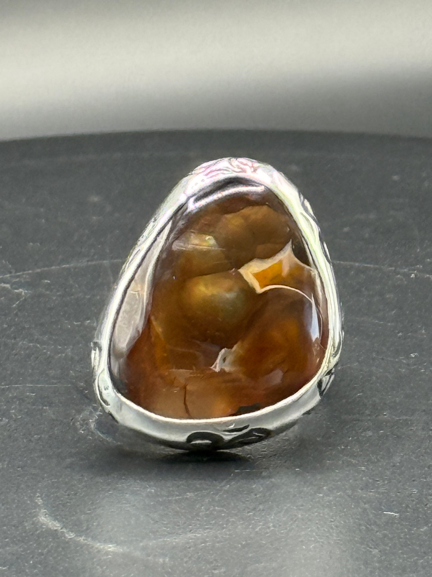 Hand Made Fire Agate Statement Ring US Size 5