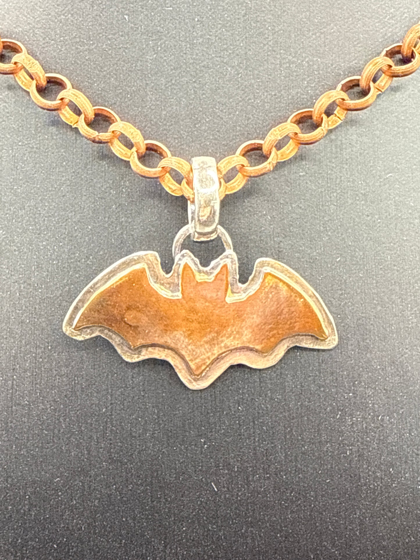 Hand Forged Bat Pendant, Mixed Metal