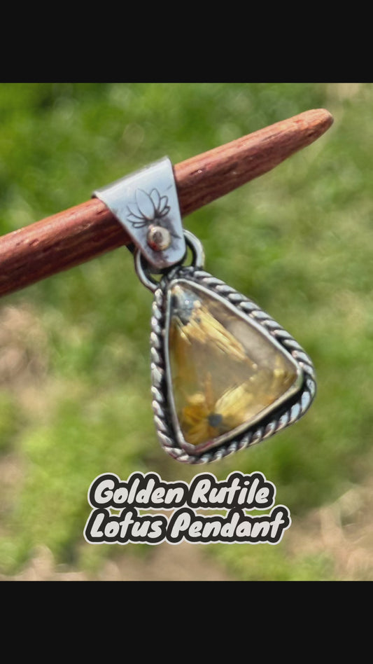 Golden Rutile Set in Sterling Silver with 14k Accent Dot
