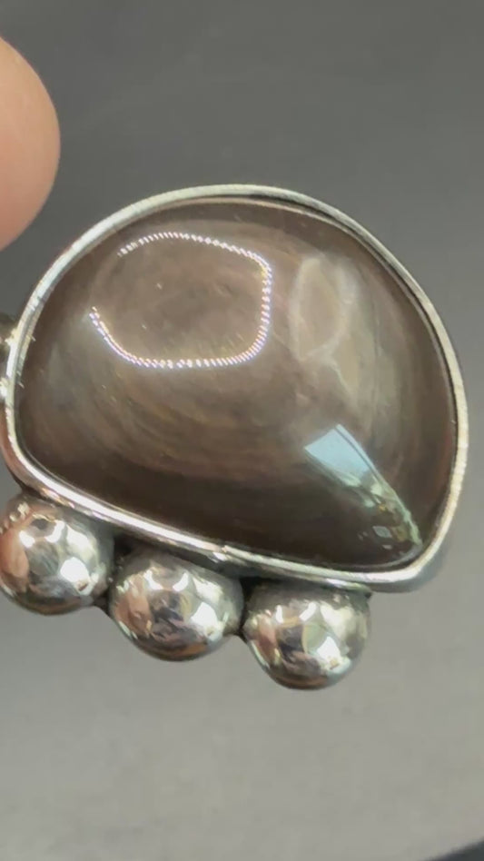 Handmade Silver Sheen Obsidian Pendant