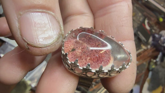 Hand Made Authentic Red Garden Quartz Statement Ring